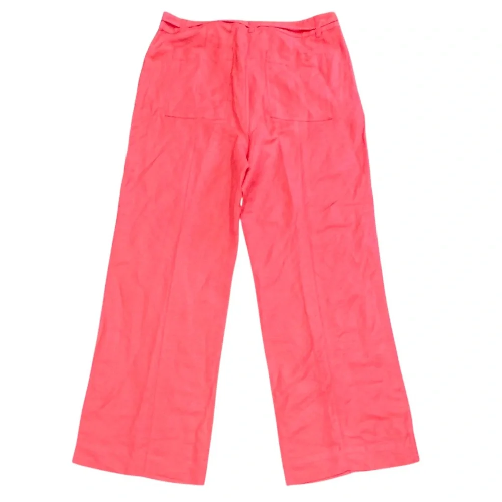 NWOT LOFT Size 12 Coral Linen-Viscose Blend Straight Pants Pockets - Picture 4 of 9